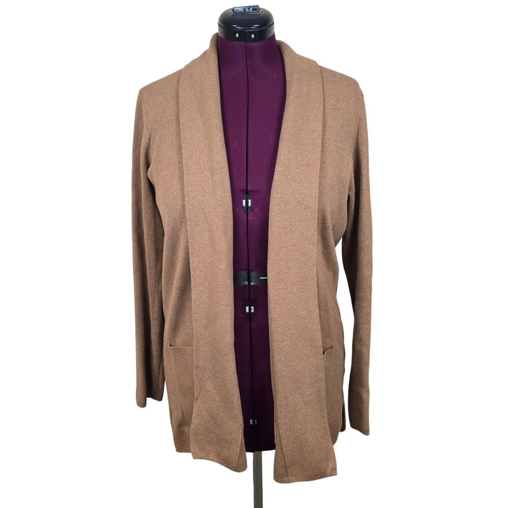 Women's J. Crew Brown Open Front Cotton Sweater Cardigan | Size Medium